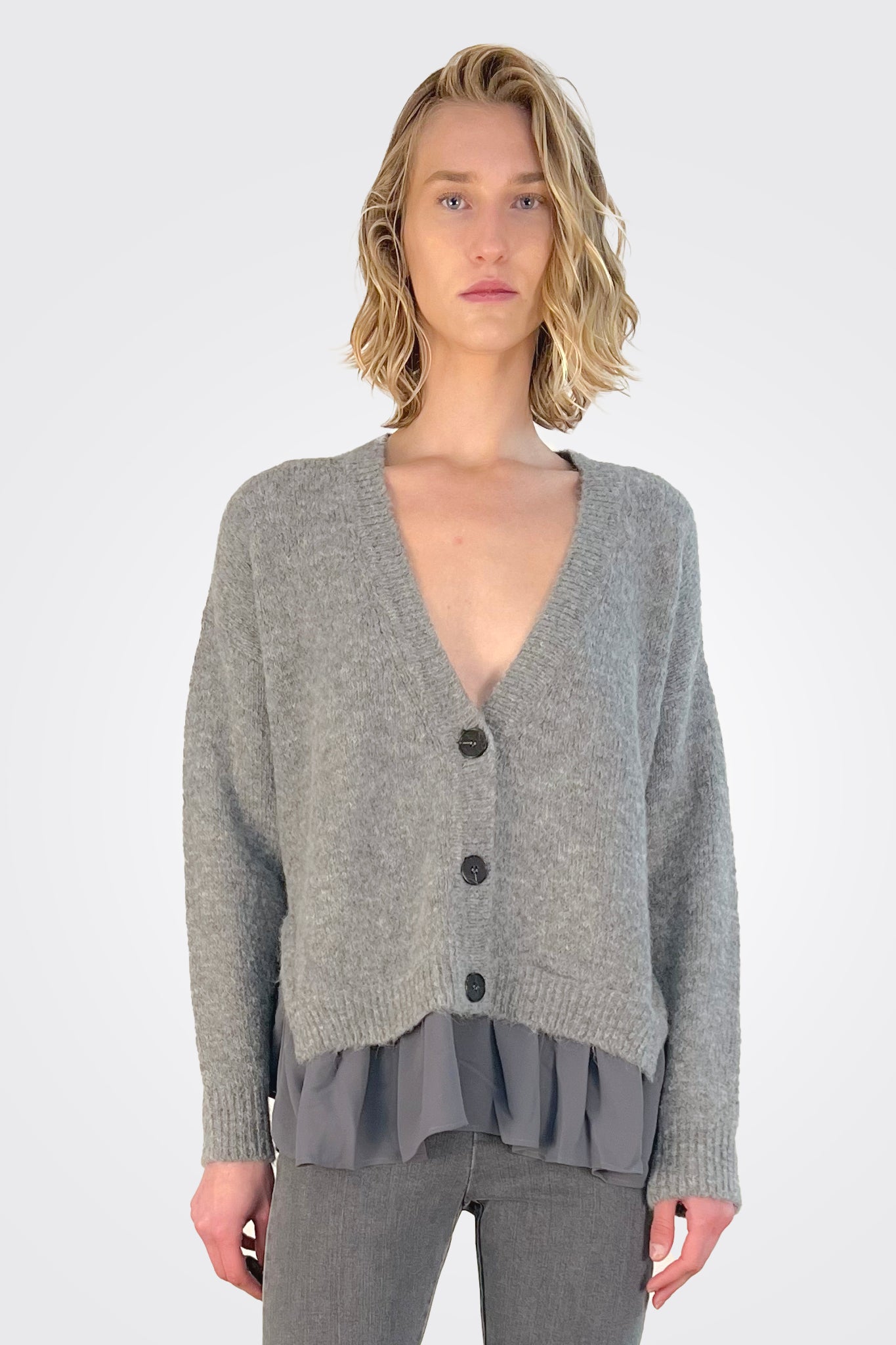 Button Up Cardigan - Grey by MeiMeij | 25 South Boutiques