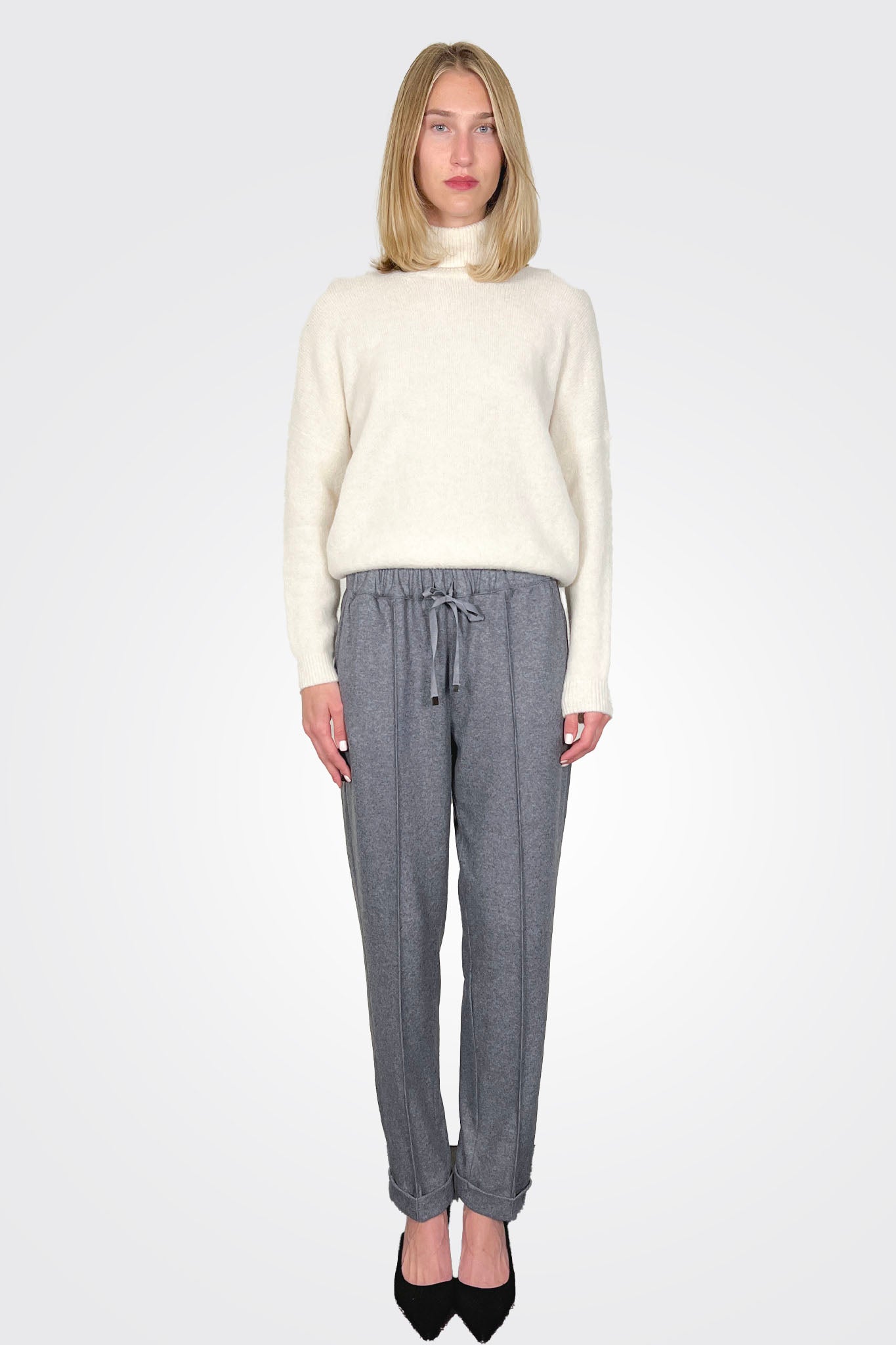 Brian Trousers - Medium Grey Melange by Liviana Conti | 25 South Boutiques