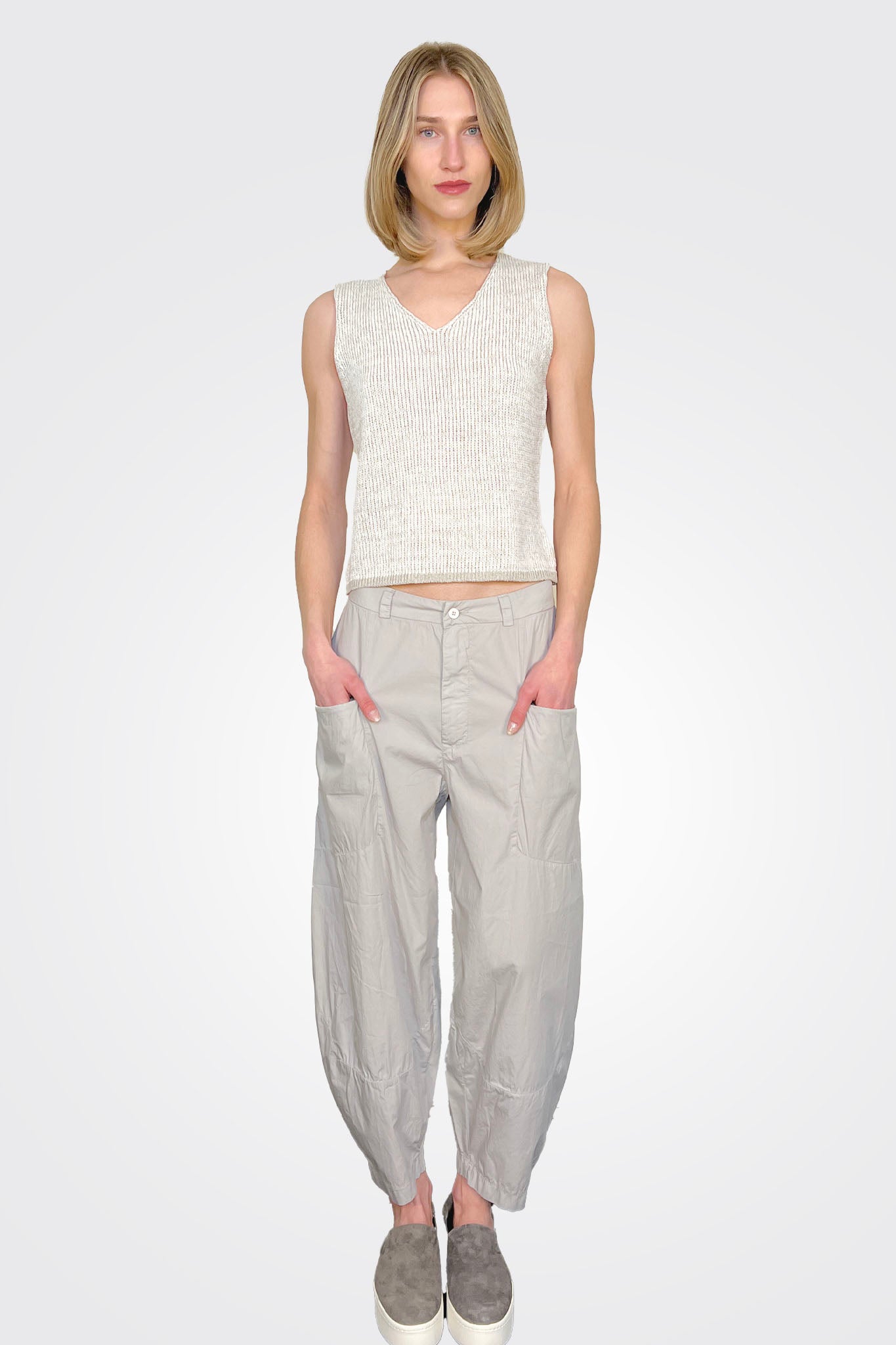 Baggy Leg Comfort Trousers - Pearl Grey by Transit Par-Such — view 4