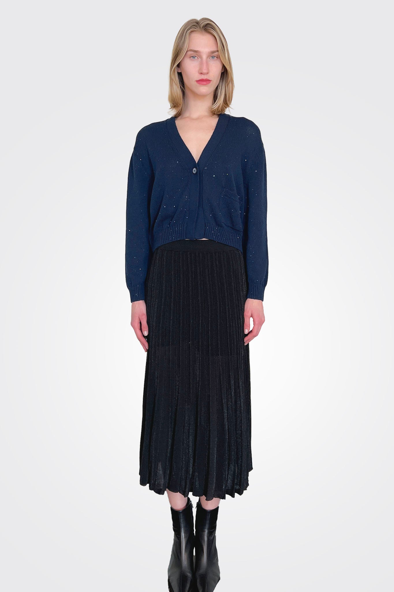 Pleated Midi Skirt - Black by Gran Sasso | 25 South Boutiques