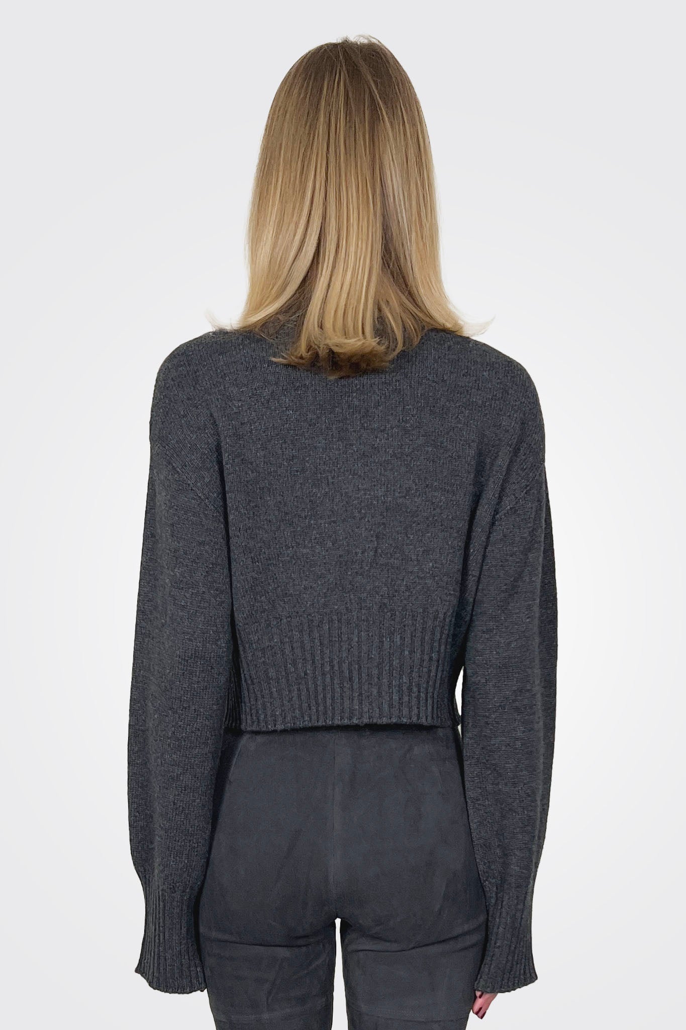 Crop Crew Sweater - Grey by Liviana Conti — alternate view