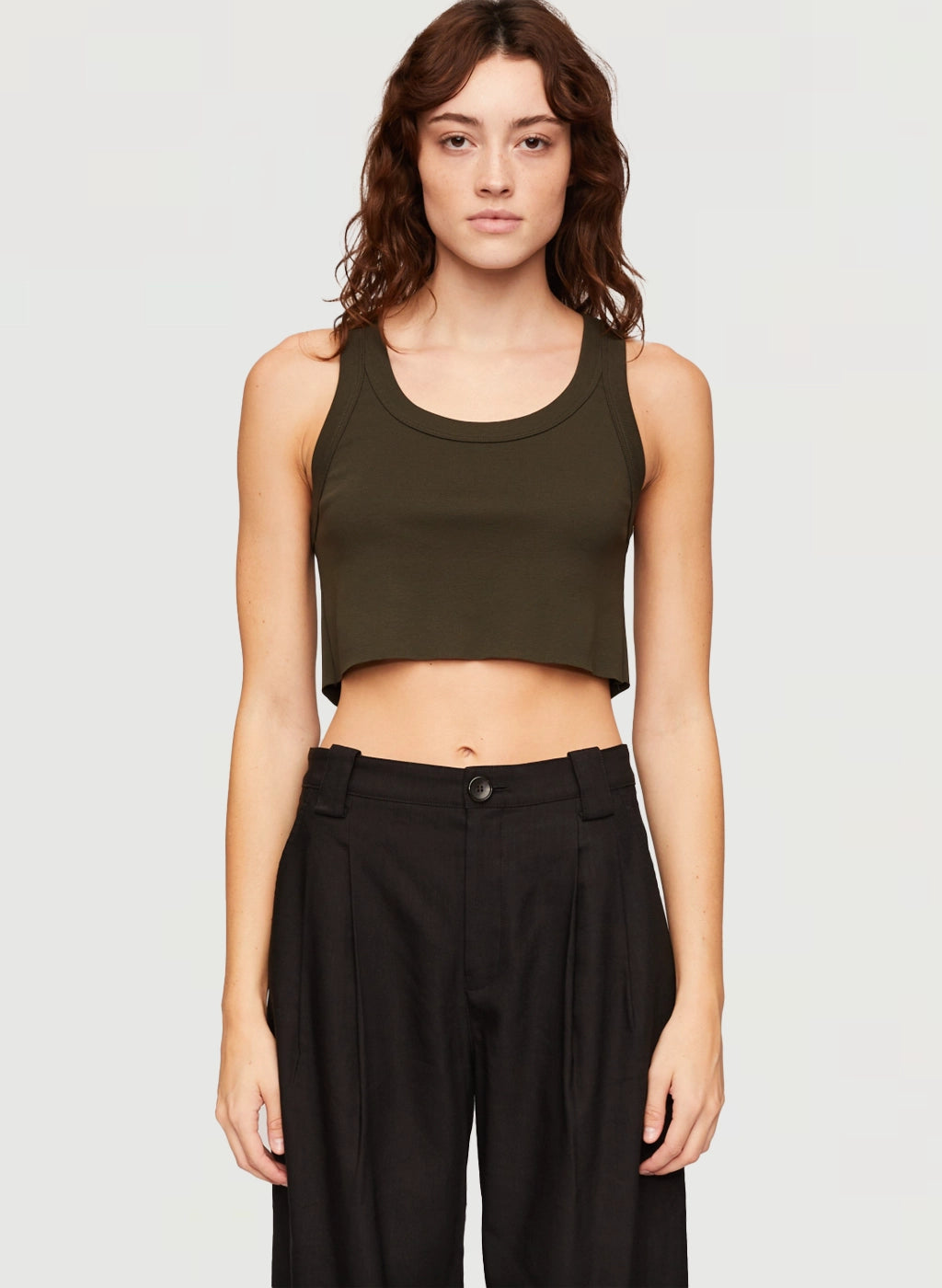 Halsey Cropped Cotton Rib Tank - Mossy by A.L.C | 25 South Boutiques