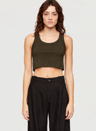 Halsey Cropped Cotton Rib Tank - Mossy by A.L.C | 25 South Boutiques