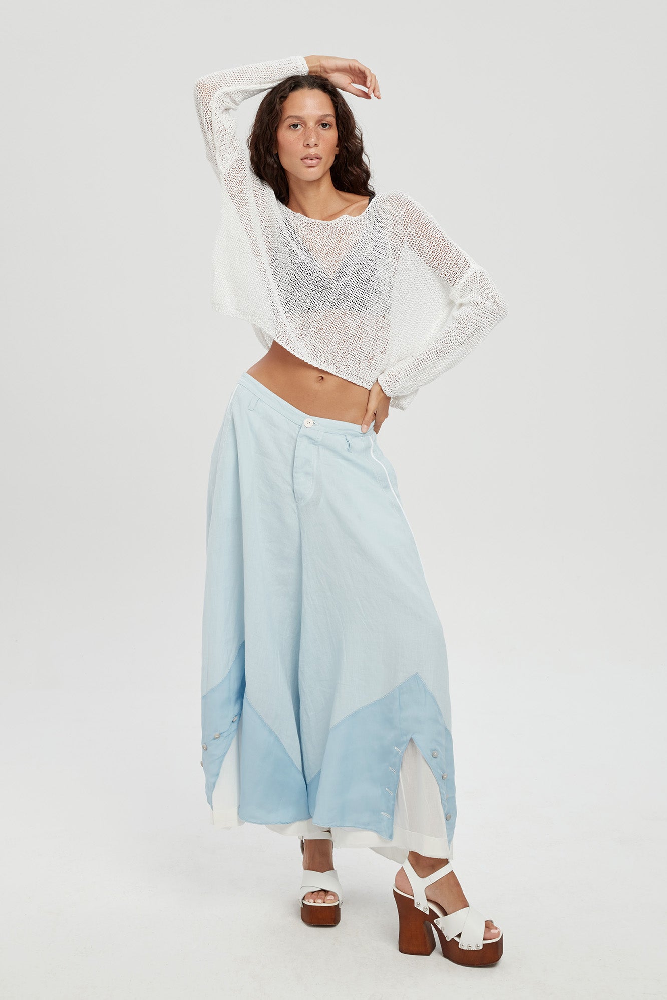 Hand Knitted Cotton Pullover - White by Umit Unal — view 4