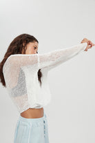 Hand Knitted Cotton Pullover - White by Umit Unal — view 3