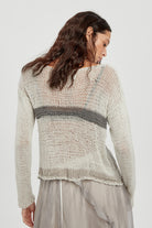 Hand Knitted Cotton Stripe Pullover - Original Grey by Umit Unal — alternate view