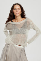 Hand Knitted Cotton Stripe Pullover - Original Grey by Umit Unal | 25 South Boutiques