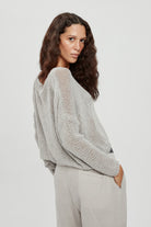 Hand Knitted Pullover Top - Silver Grey by Umit Unal — view 4