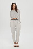 Hand Knitted Pullover Top - Silver Grey by Umit Unal — alternate view