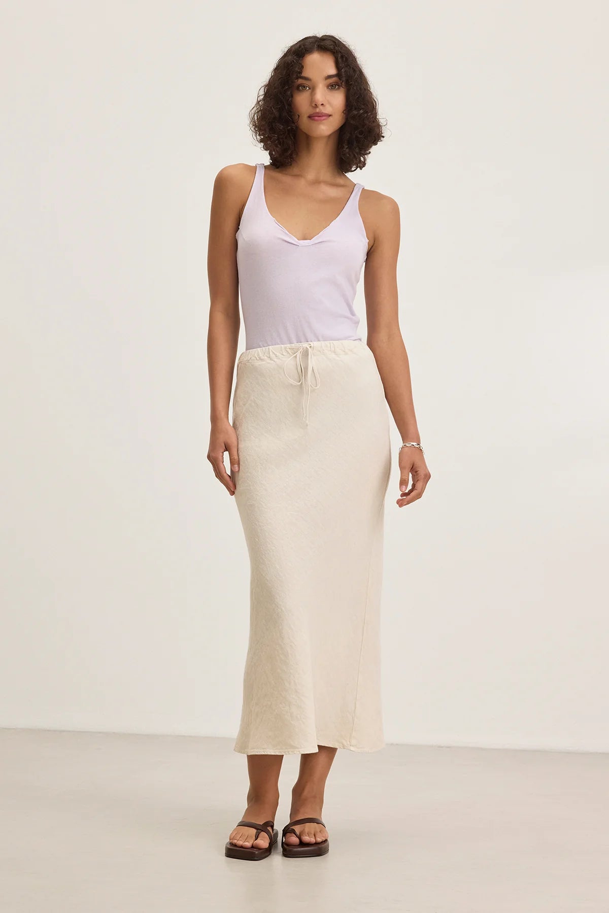 Beka Heavy Linen Drawstring Skirt - Bisque by Velvet | 25 South Boutiques