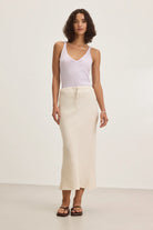 Beka Heavy Linen Drawstring Skirt - Bisque by Velvet | 25 South Boutiques