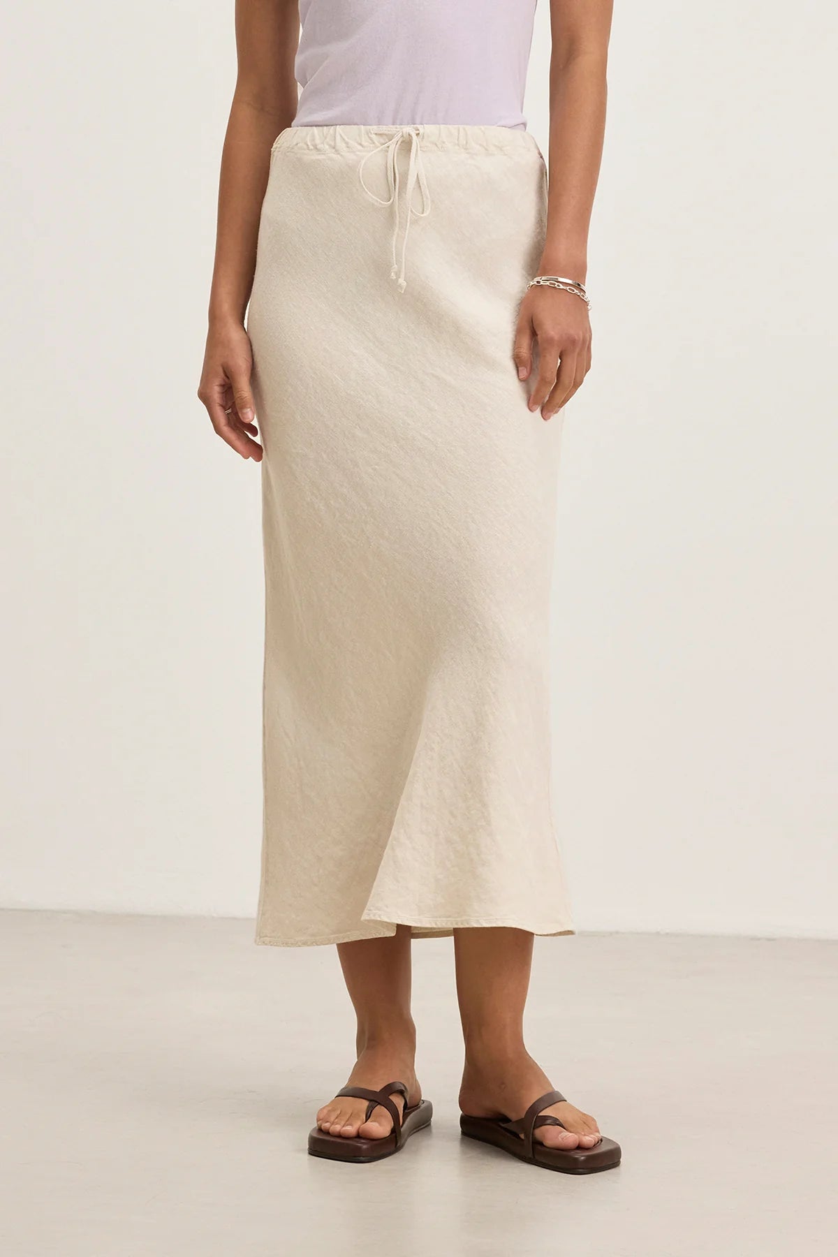 Beka Heavy Linen Drawstring Skirt - Bisque by Velvet — alternate view