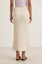 Beka Heavy Linen Drawstring Skirt - Bisque by Velvet — view 3