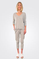 Leni V Neck Dolman Shirt - Heather Grey by HelloNite — view 3