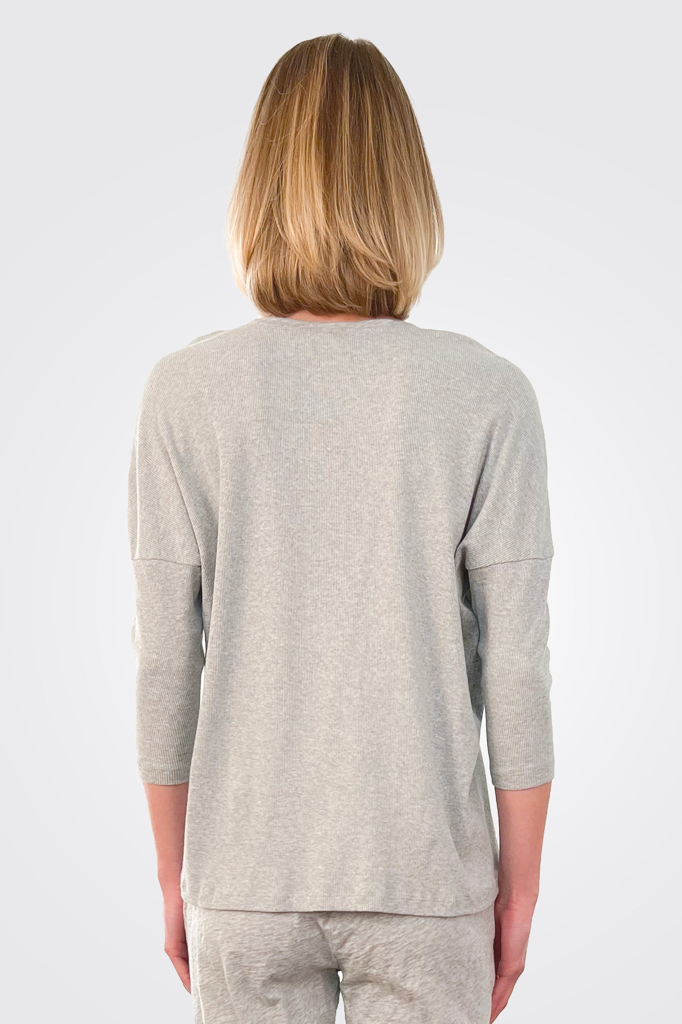 Leni V Neck Dolman Shirt - Heather Grey by HelloNite — alternate view