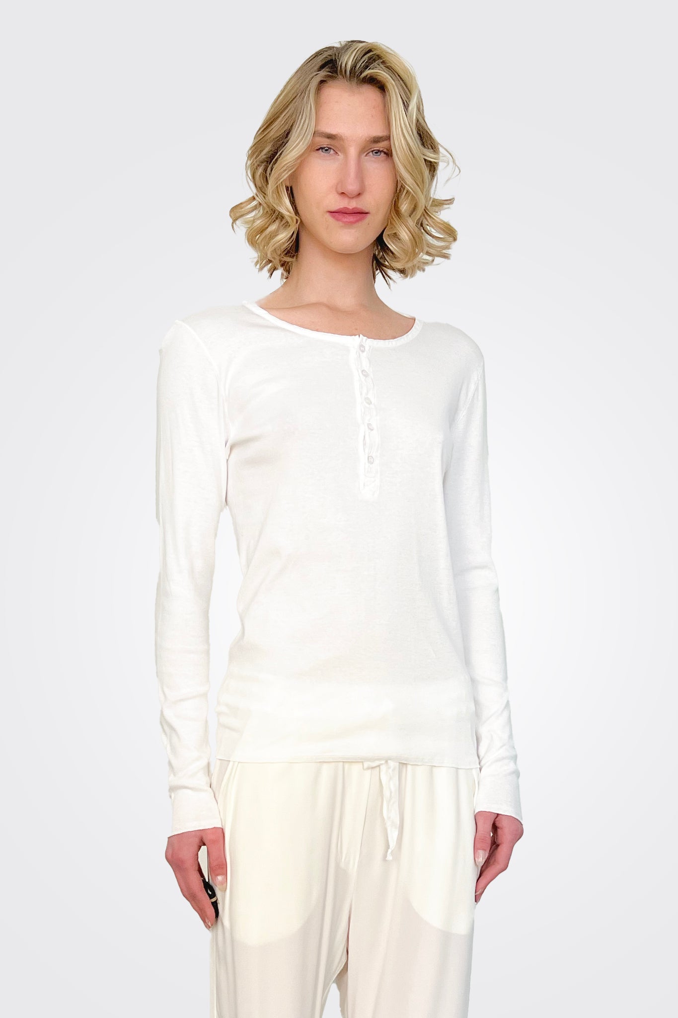 Cotton Granddad Henley - Natural by Kristensen | 25 South Boutiques