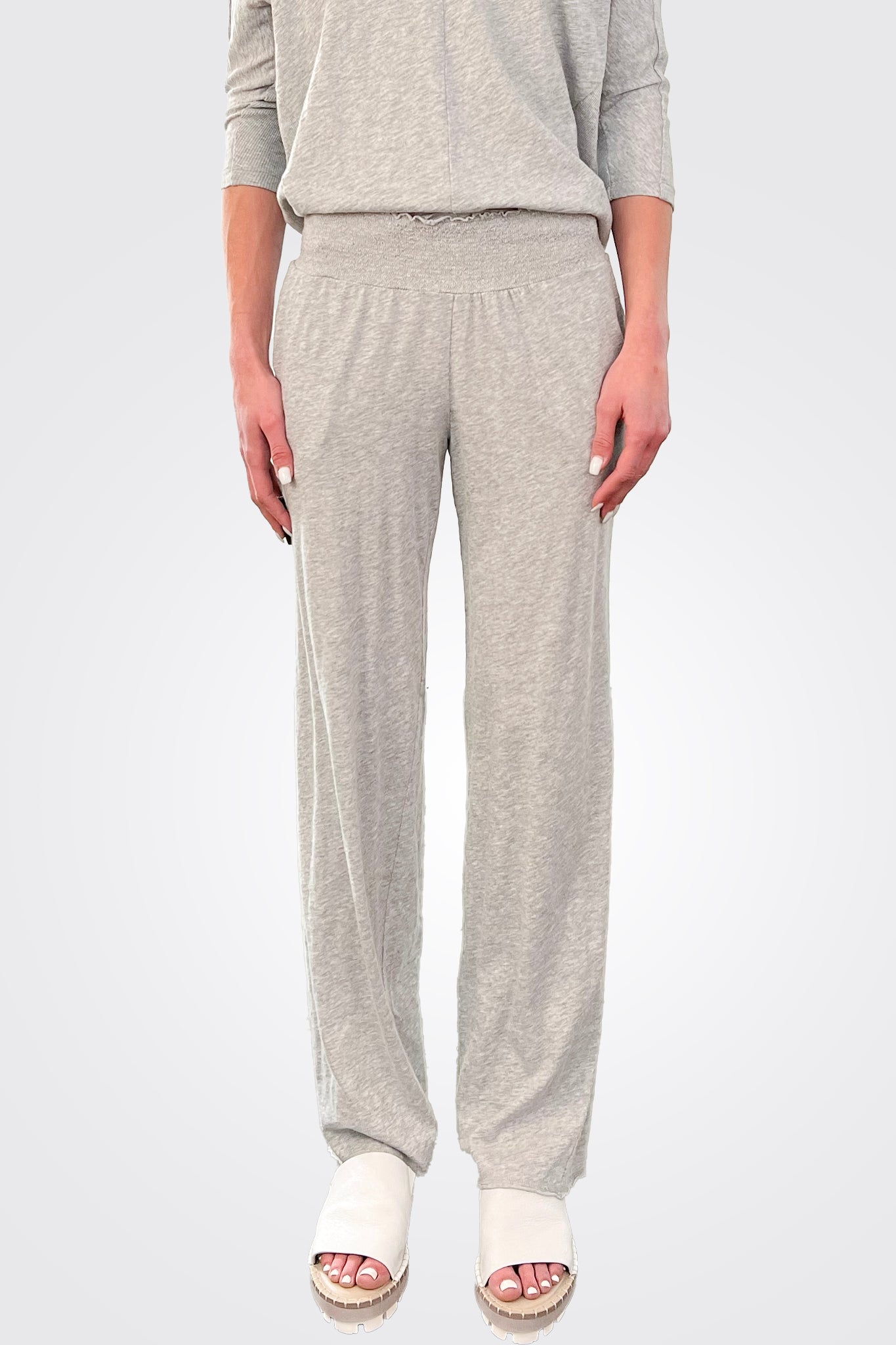 Sawyer Smocked Pant - Heather Grey by HelloNite — alternate view