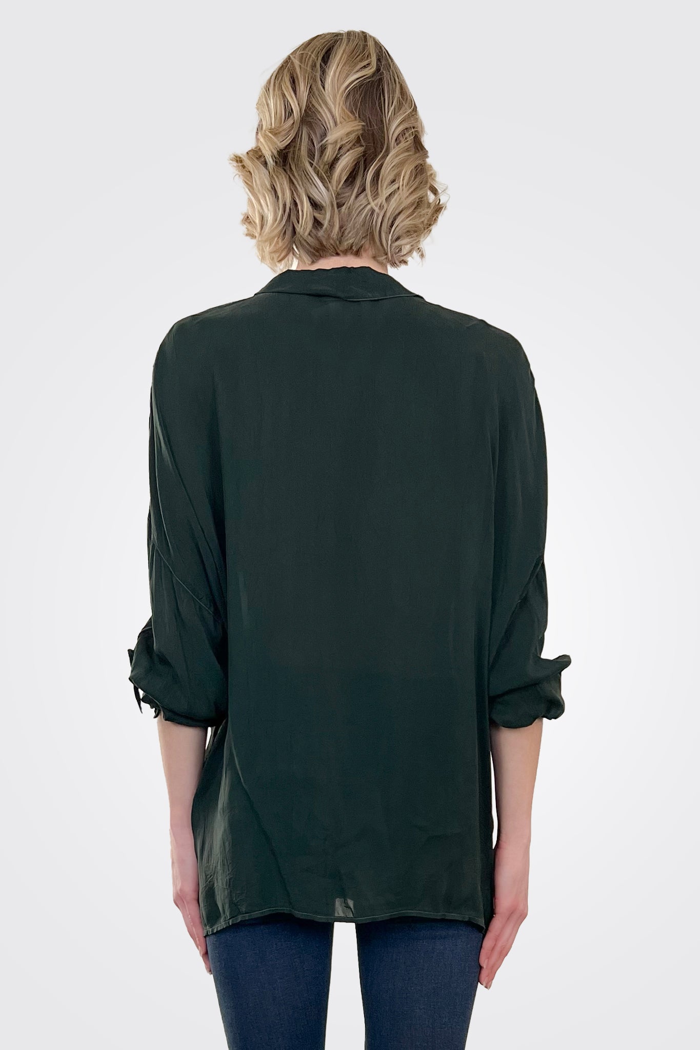 Cargo Pocket Tie Front Top - Hunter Green by Maven West — alternate view
