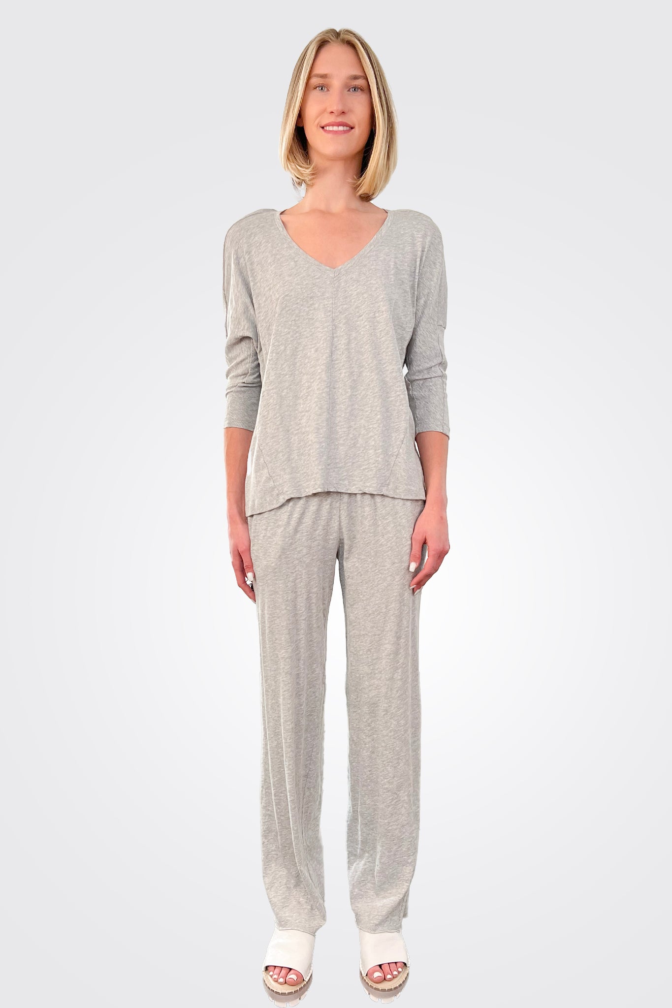 Sawyer Smocked Pant - Heather Grey by HelloNite | 25 South Boutiques