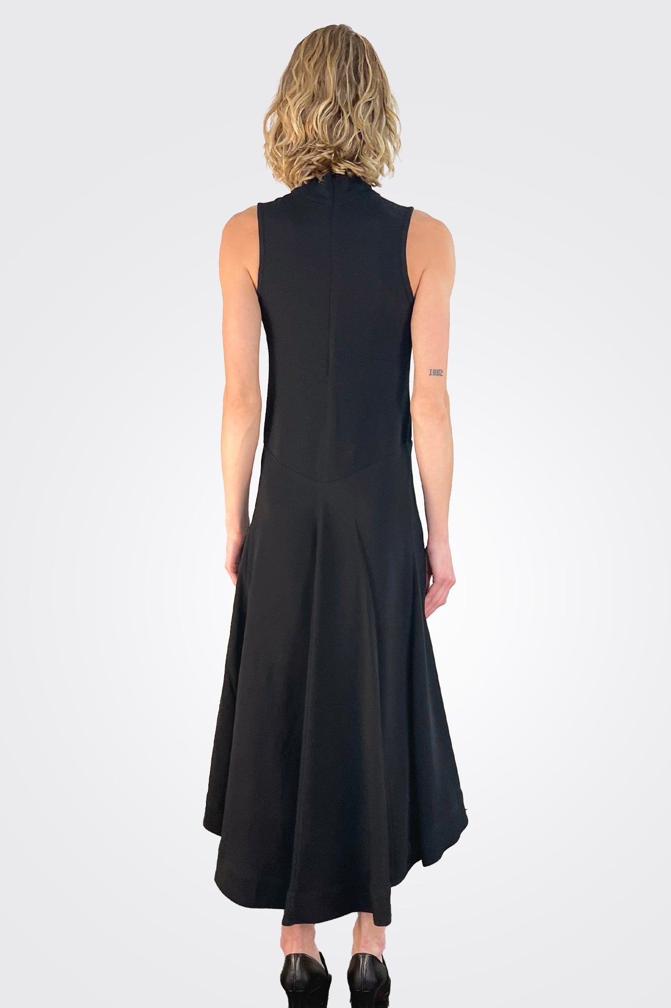 Hi Lo Flared Dress - Nero by Malloni — view 3