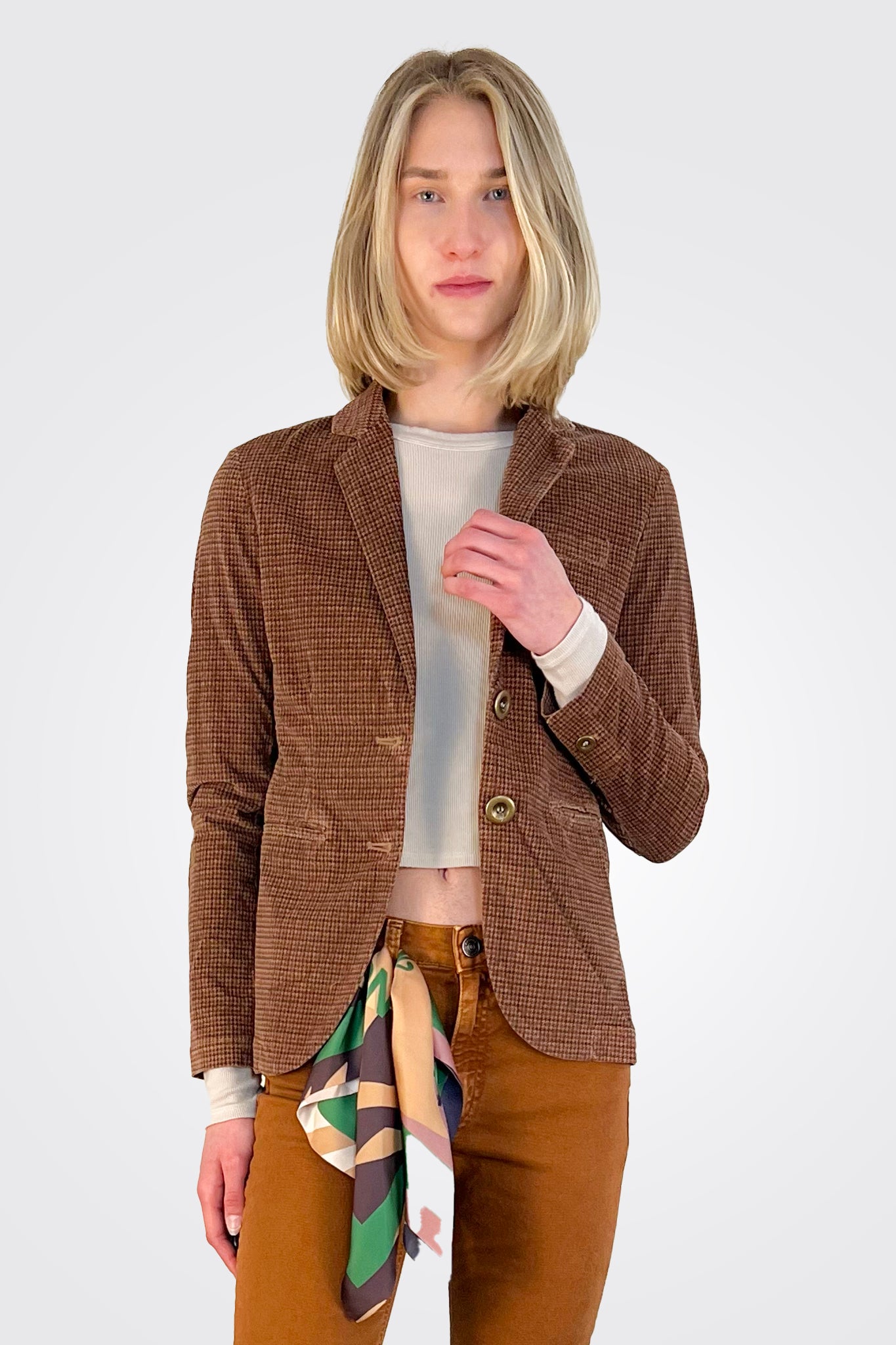 Helena Velvet Pattern Blazer - Hazelnut by Masons | 25 South Boutiques
