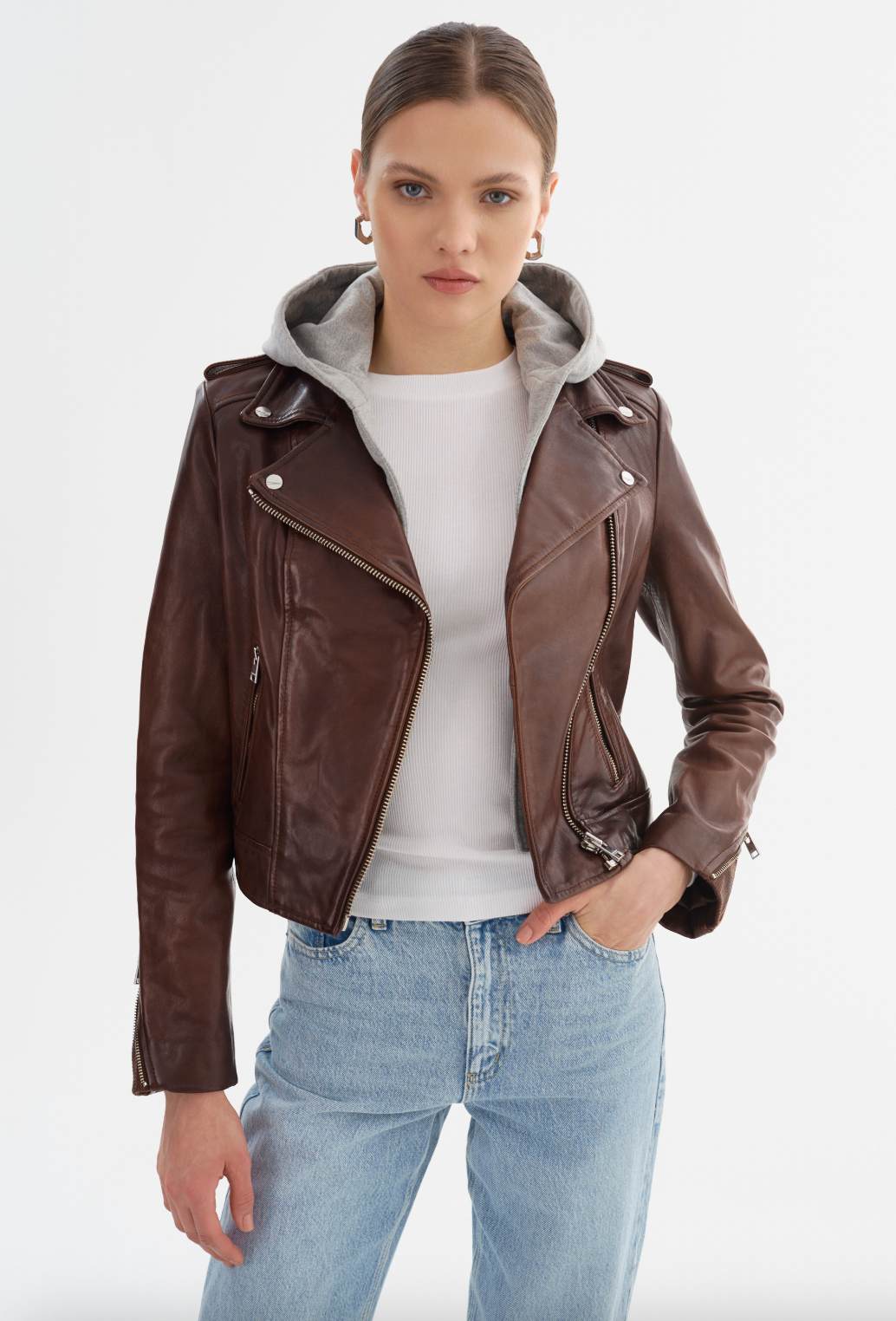 Holy Leather Biker Jacket - Chocolate Brown by LAMARQUE | 25 South Boutiques