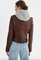 Holy Leather Biker Jacket - Chocolate Brown by LAMARQUE — view 3