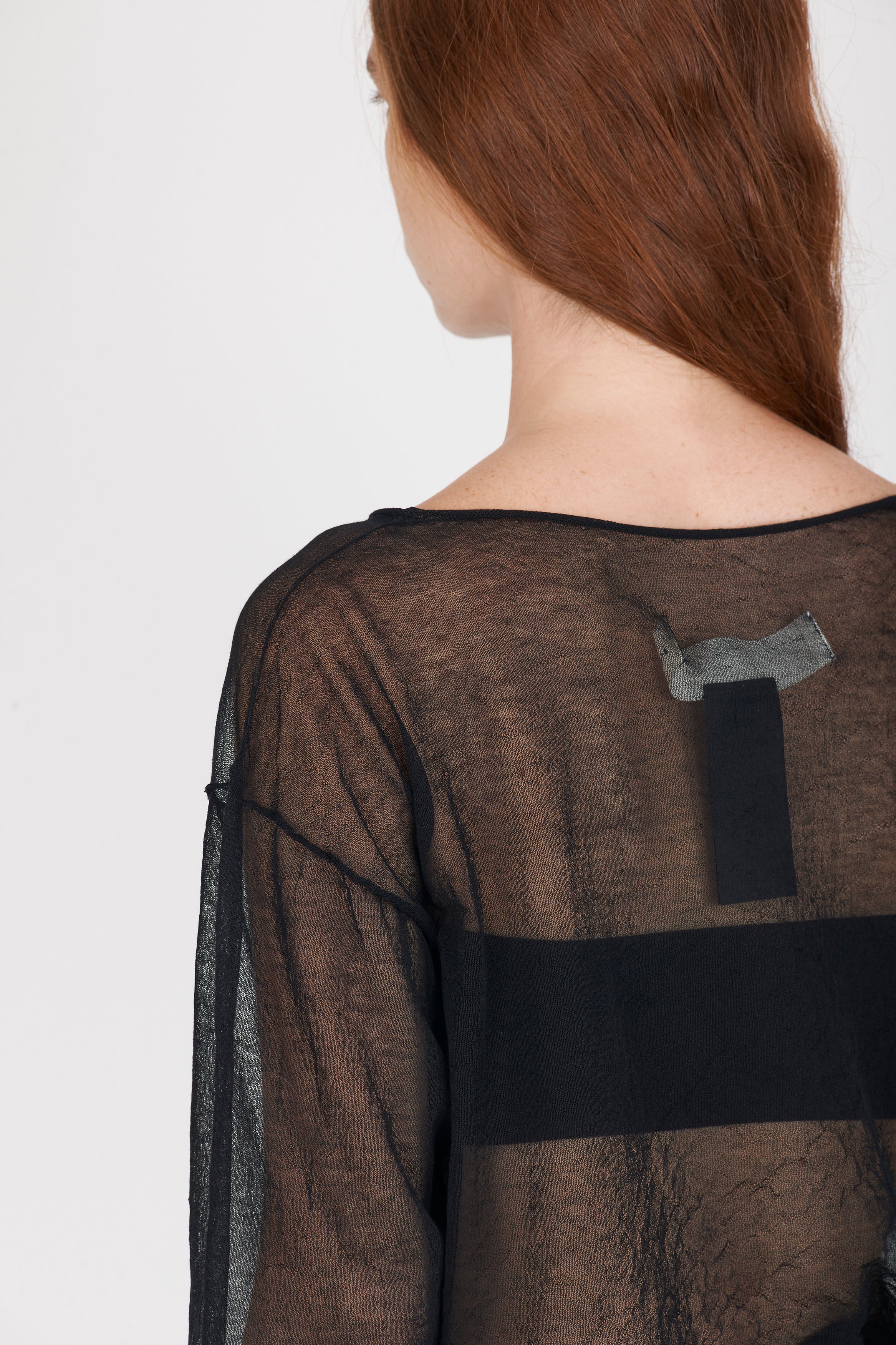 Semi-Sheer Cotton Knit Top - Black by Isabel Benenato — view 5