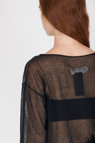 Semi-Sheer Cotton Knit Top - Black by Isabel Benenato — view 5