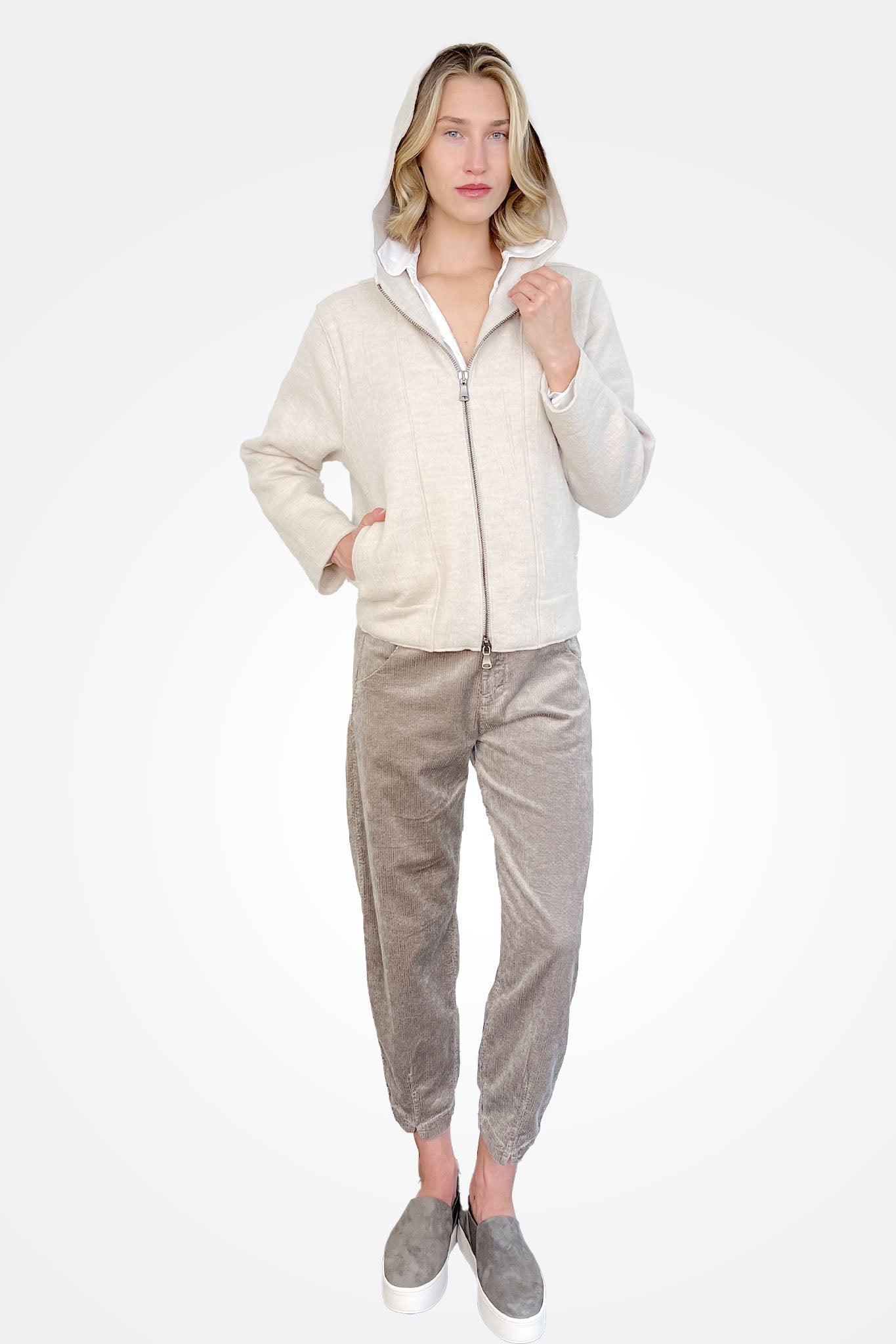 Hooded Boiled Wool Jacket - Ice by Transit Par-Such — alternate view