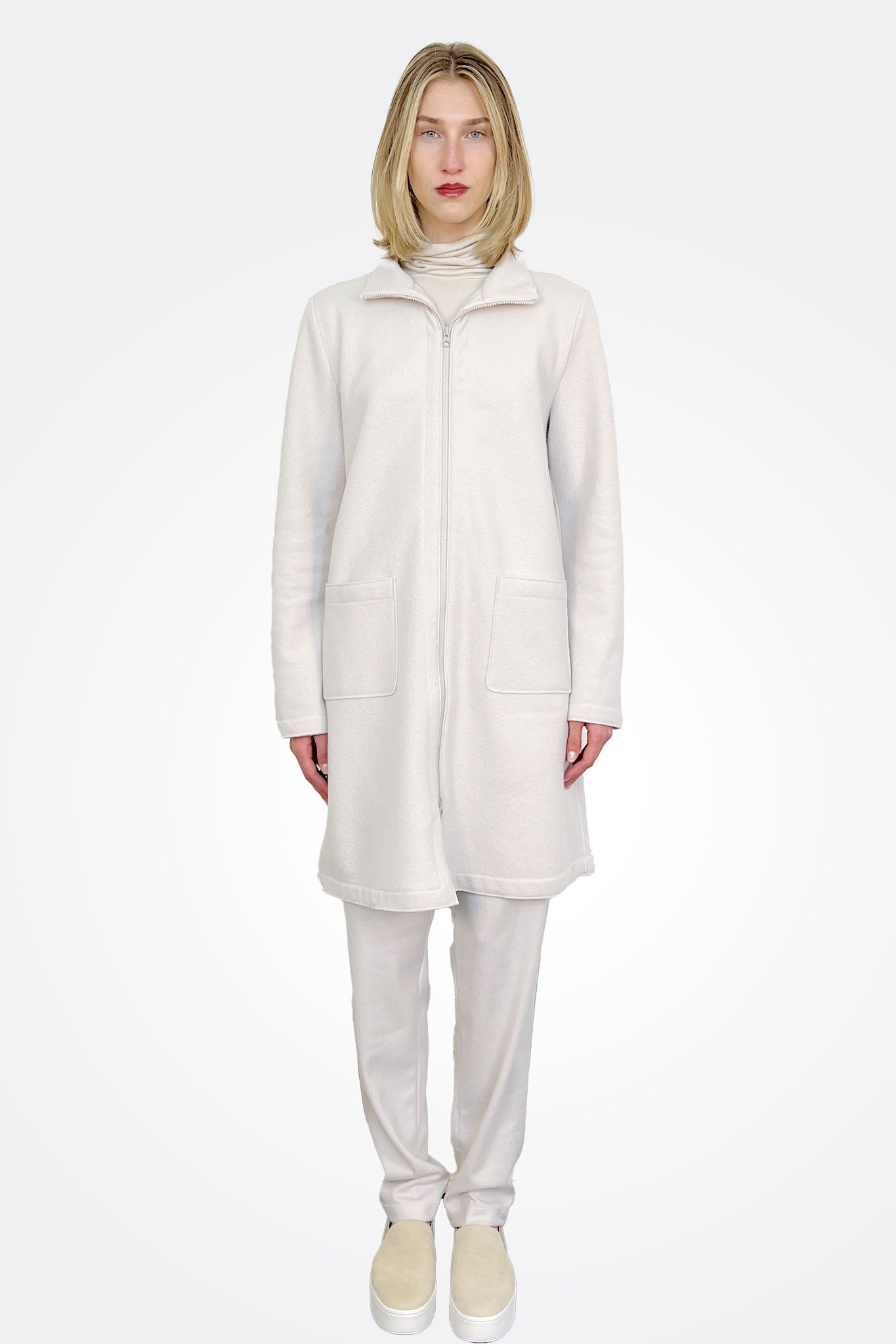 Woollen Cloth Zipped Coat - Ice by Transit Par-Such — view 3