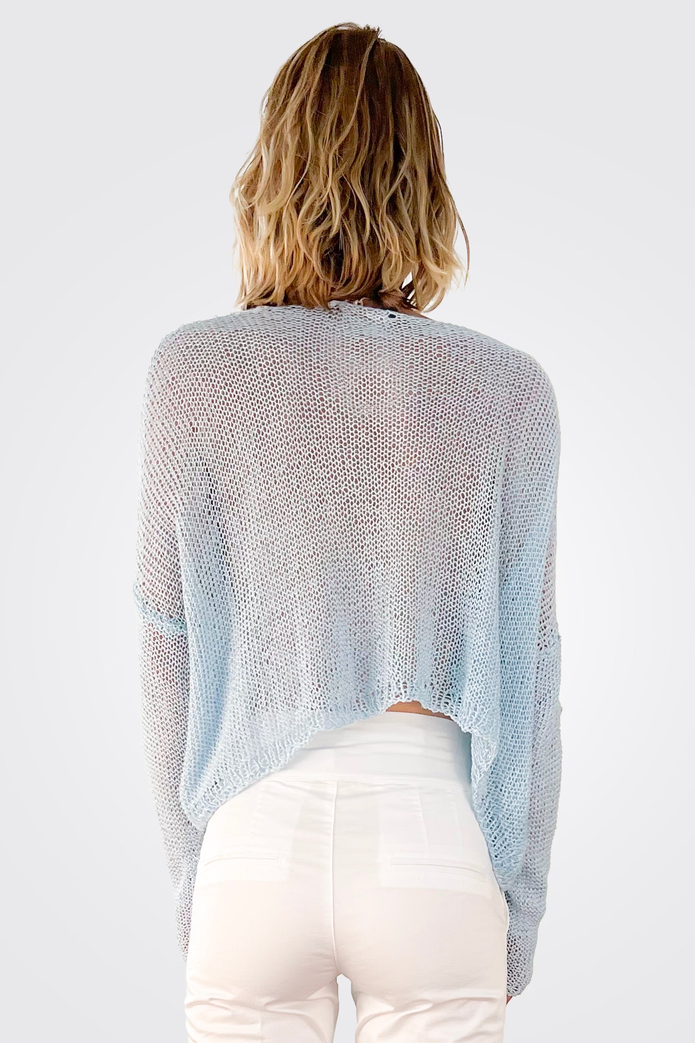 Handknitted Summer Pullover - Ice Blue by Umit Unal — alternate view