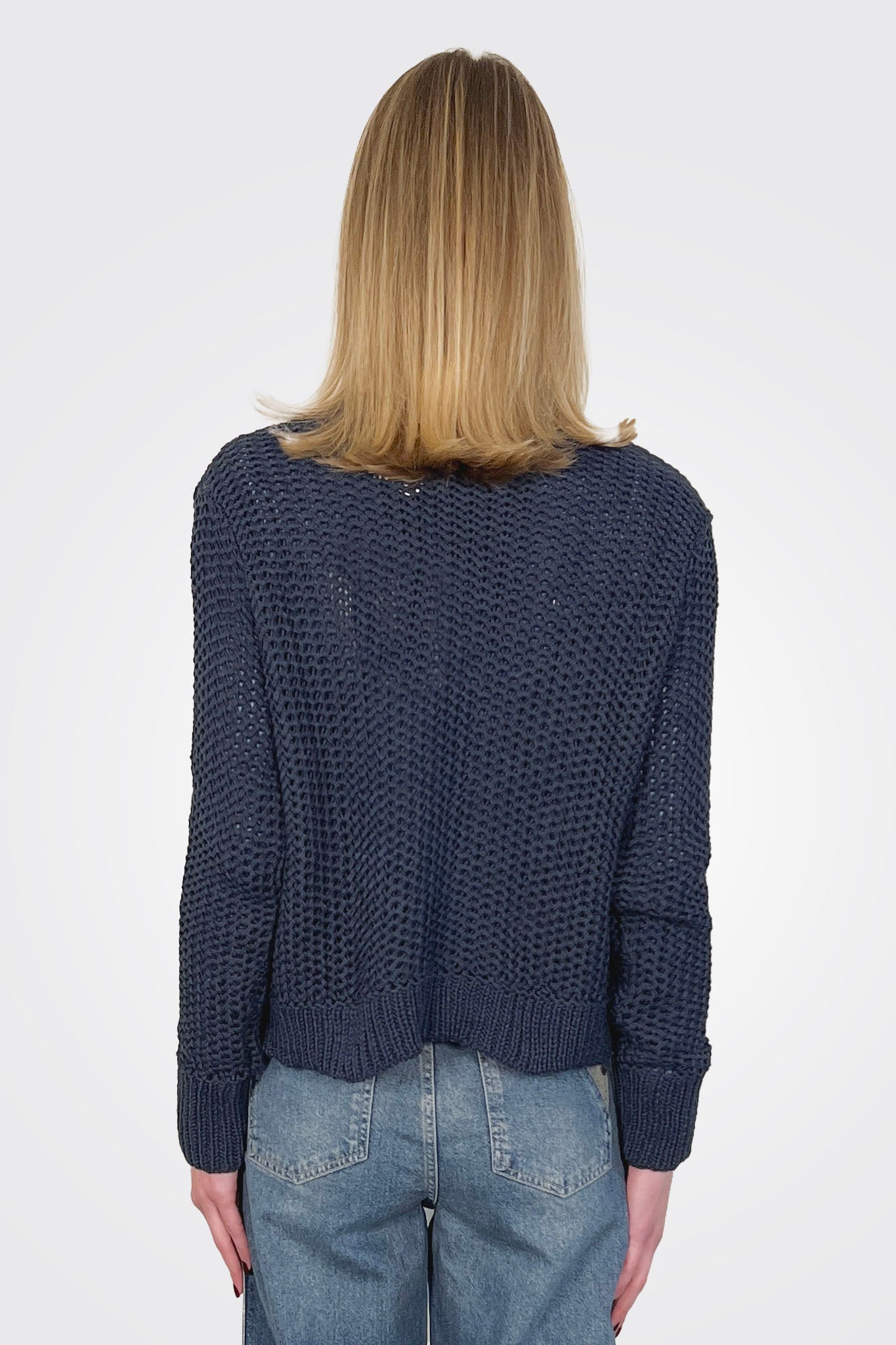 Maura Cropped Chunky Cardi - Indigo by Wooden Ships — alternate view