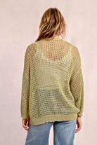 Iridescent Semi Transparent Mesh Cardigan - Lime Green by Molly Bracken — view 5