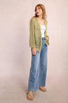 Iridescent Semi Transparent Mesh Cardigan - Lime Green by Molly Bracken — view 4
