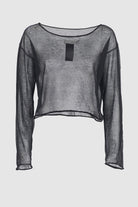 Semi-Sheer Cotton Knit Top - Black by Isabel Benenato — view 9