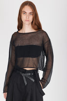 Semi-Sheer Cotton Knit Top - Black by Isabel Benenato | 25 South Boutiques