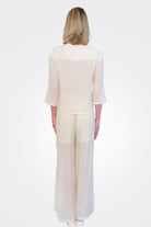 Palazzo Textured Trousers - Ivory by Transit Par-Such — view 3