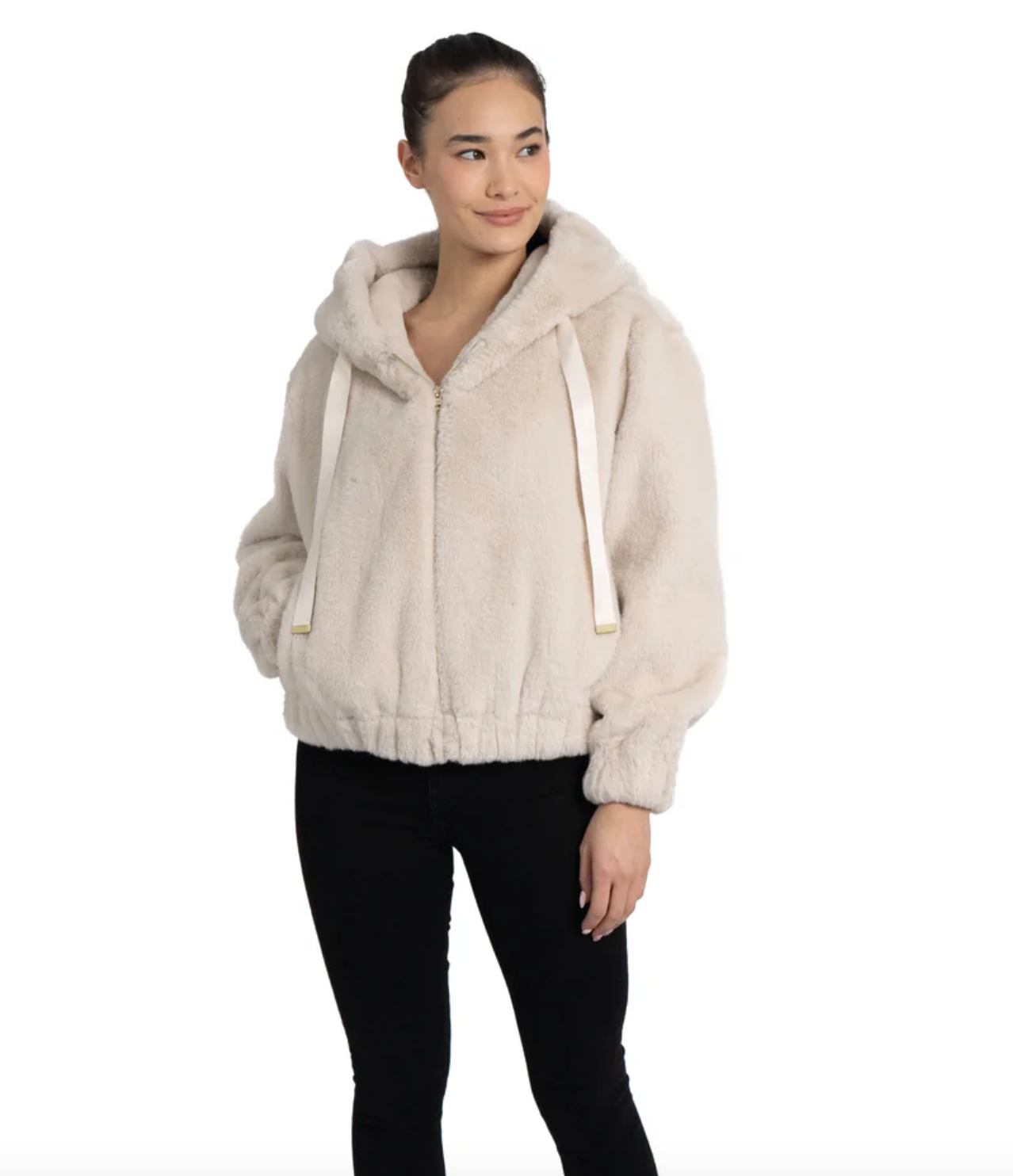 Sean Faux Fur Hooded Jacket - Ivory by Love Token | 25 South Boutiques