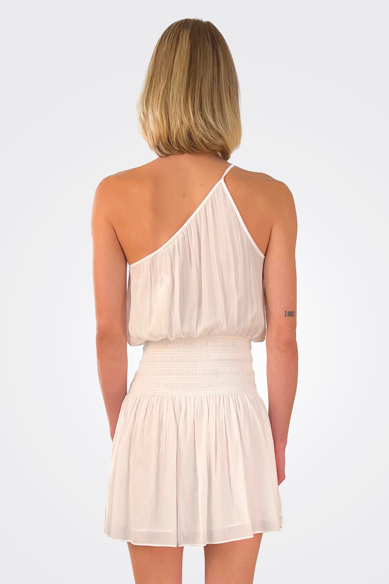 Leah One Shoulder Mini Dress - Ivory by Ramy Brook — view 3