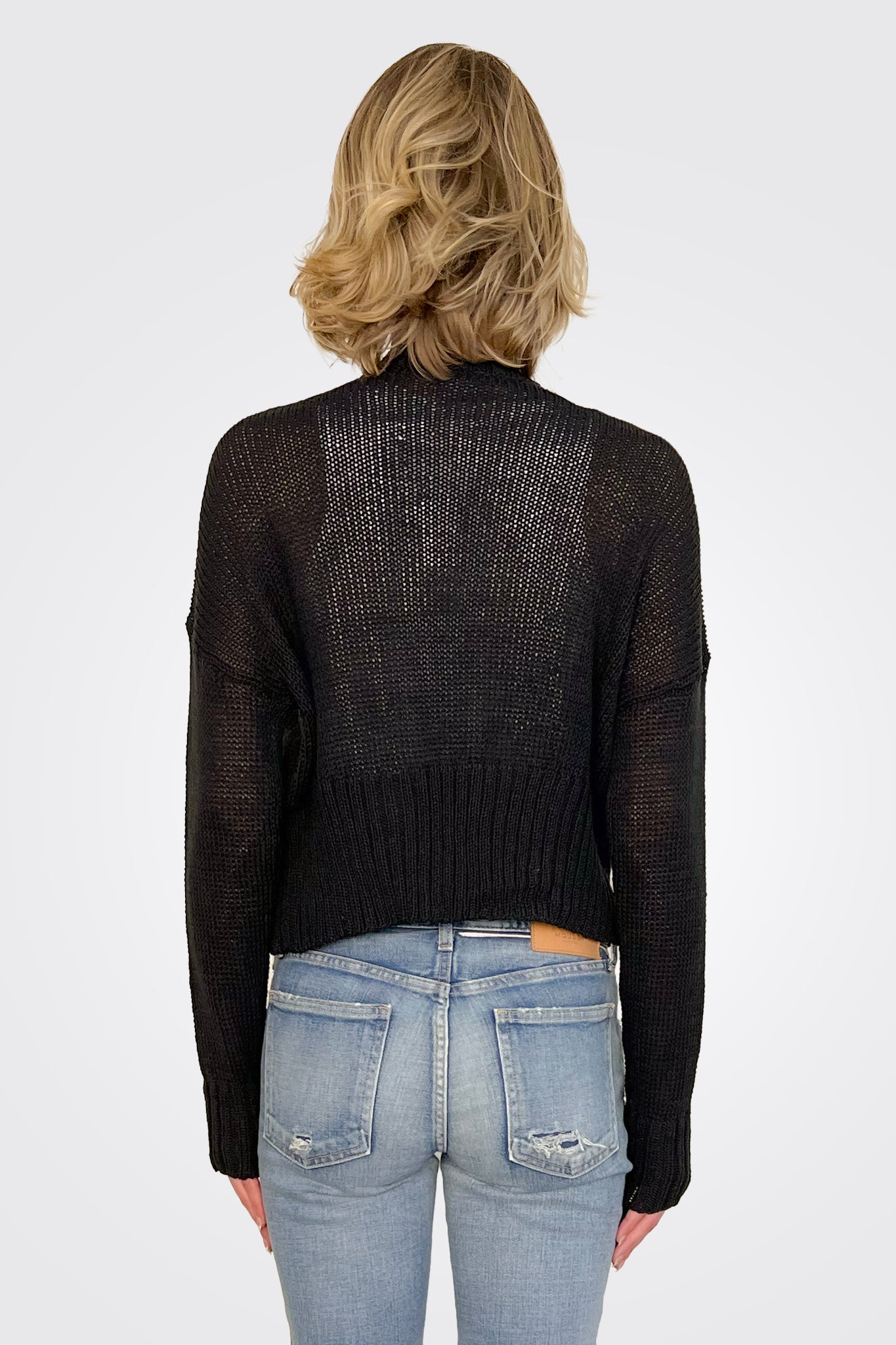 Jac Cropped Knit Cardigan - Black by Wooden Ships — alternate view