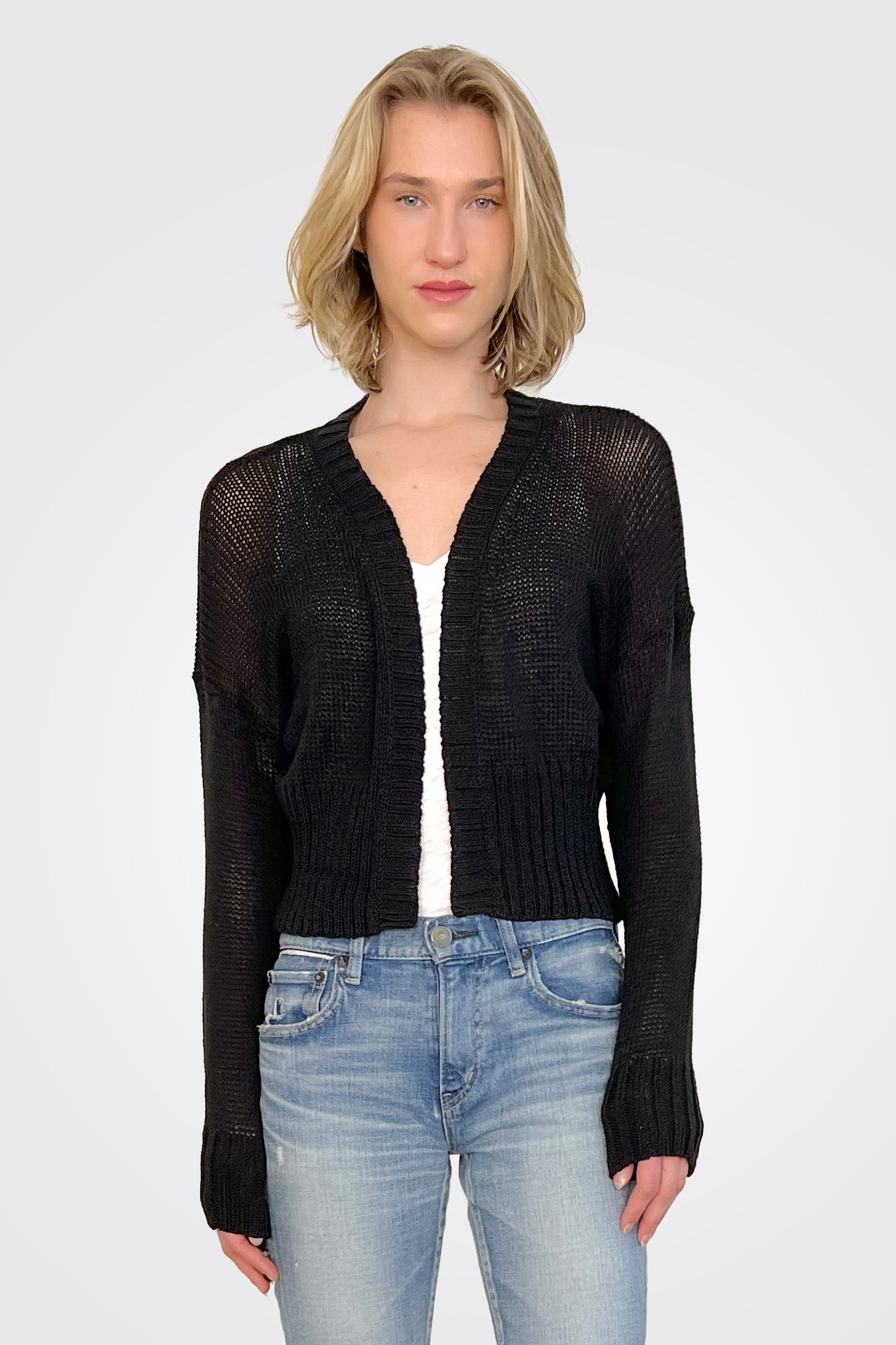 Jac Cropped Knit Cardigan - Black by Wooden Ships | 25 South Boutiques