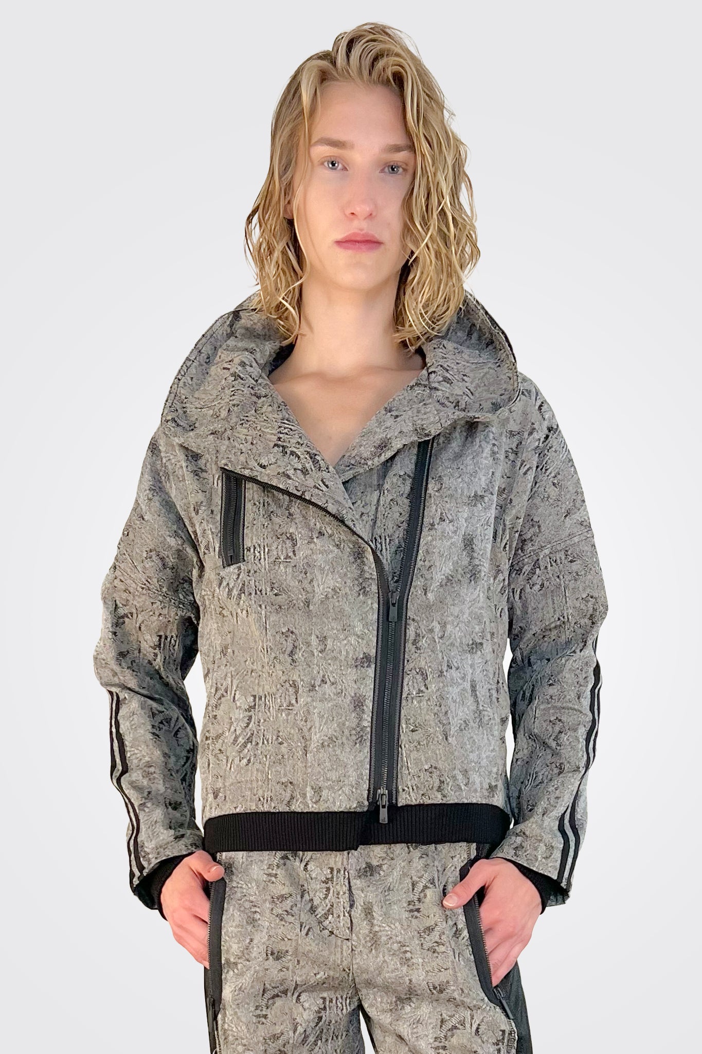 Zip Up Print Jacket - Grey by Beate Heymann | 25 South Boutiques