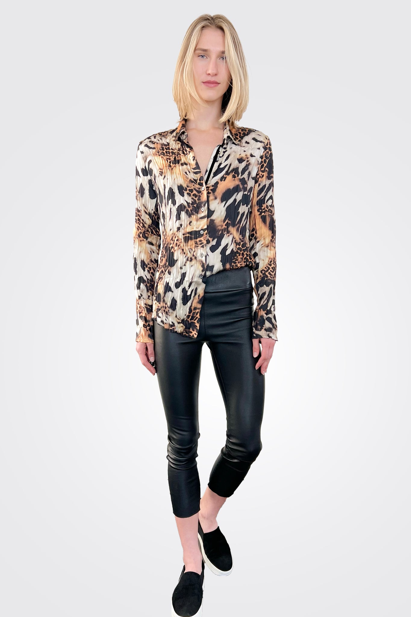 Jaguar Button Down Blouse - Multi by Cino — alternate view