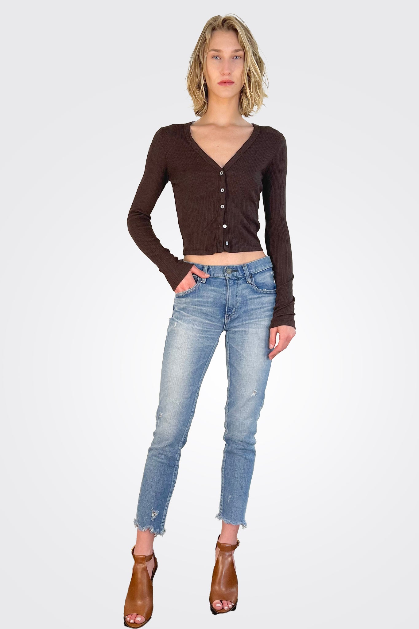 Lyla Ribbed Cardigan - Java by Michael Stars — view 3