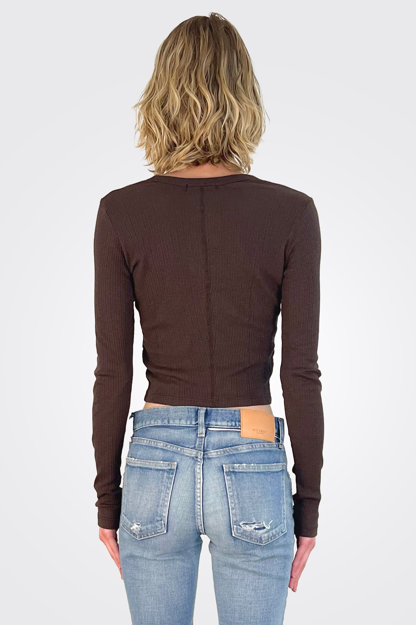 Lyla Ribbed Cardigan - Java by Michael Stars — alternate view