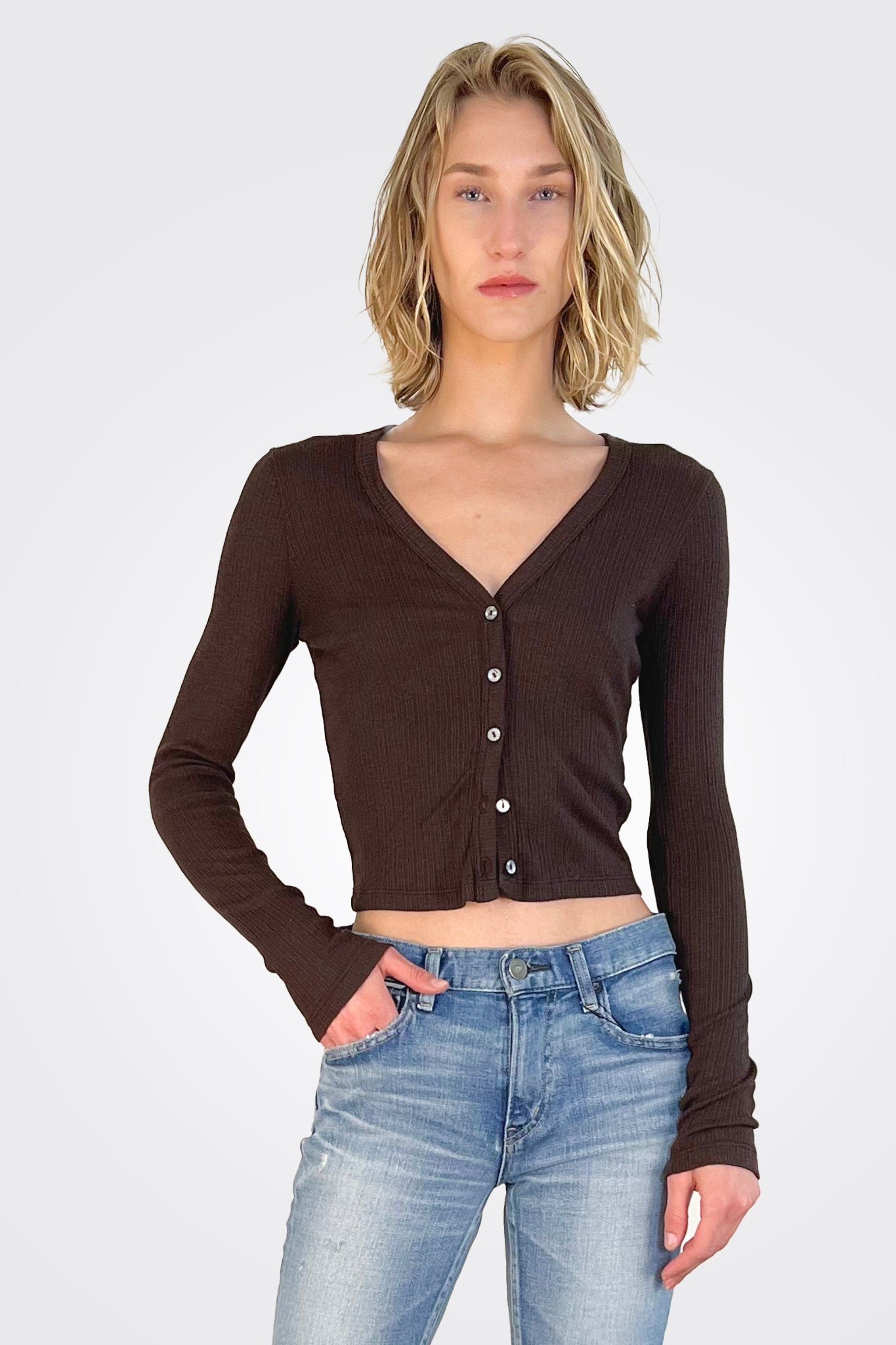 Lyla Ribbed Cardigan - Java by Michael Stars | 25 South Boutiques