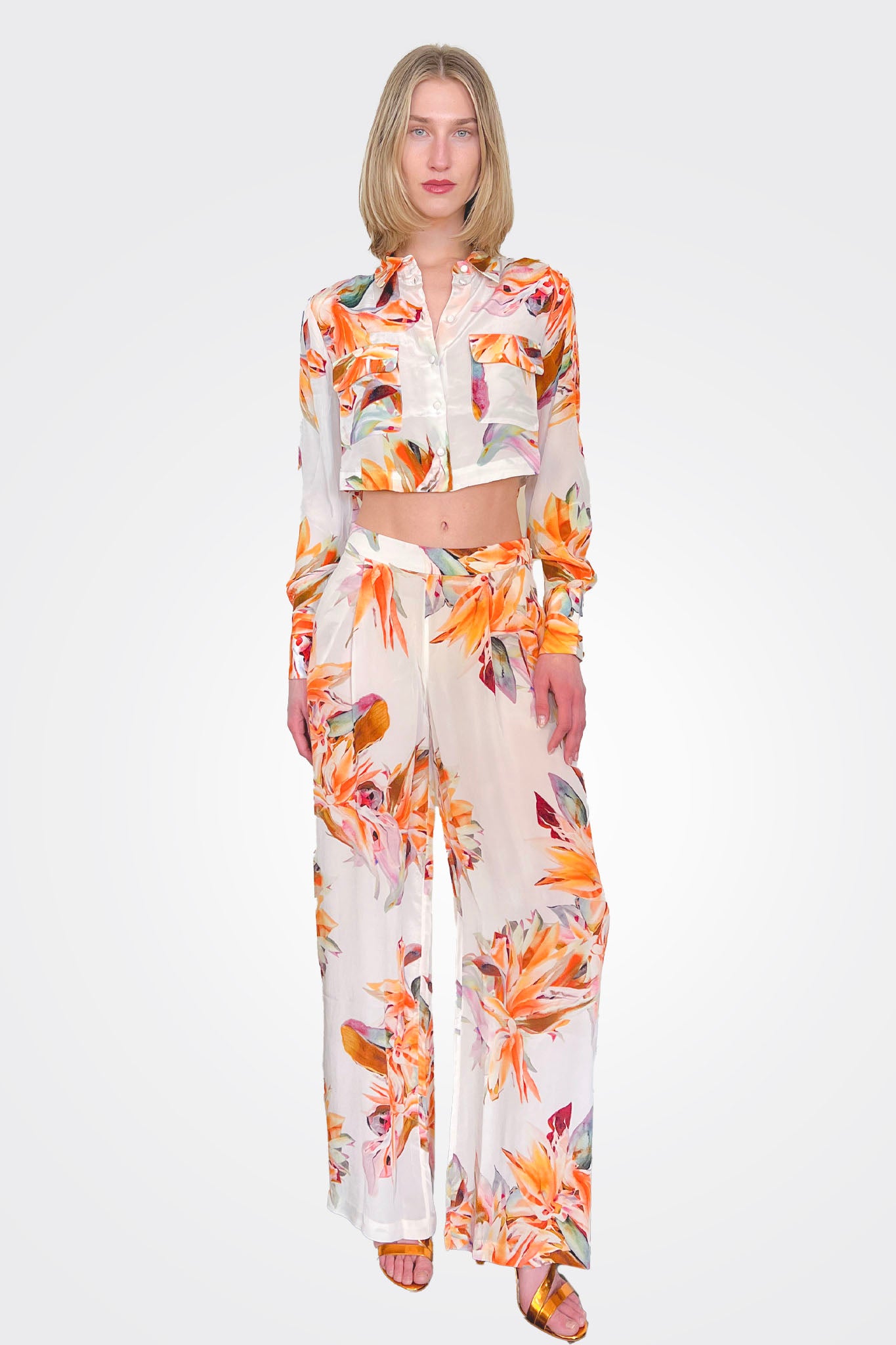 Jill Wide Leg Pants - White Multi by Rococo Sand | 25 South Boutiques