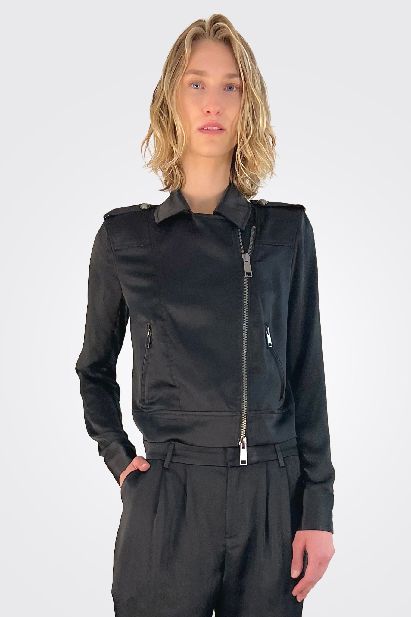 Alice Satin Jacket - Black by Ramy Brook — alternate view