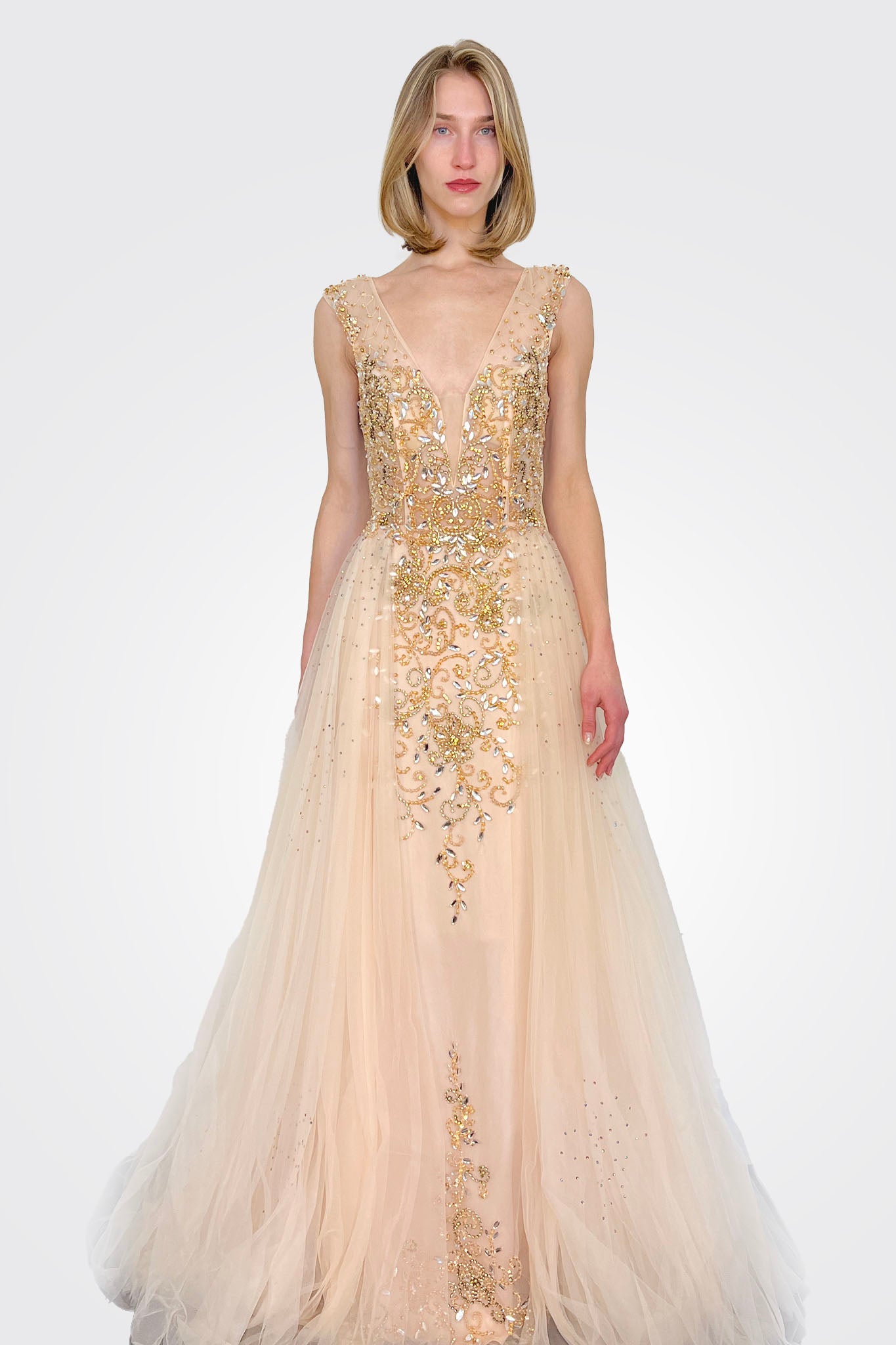 Sequin Tulle Gown - Blush by Jovani — alternate view